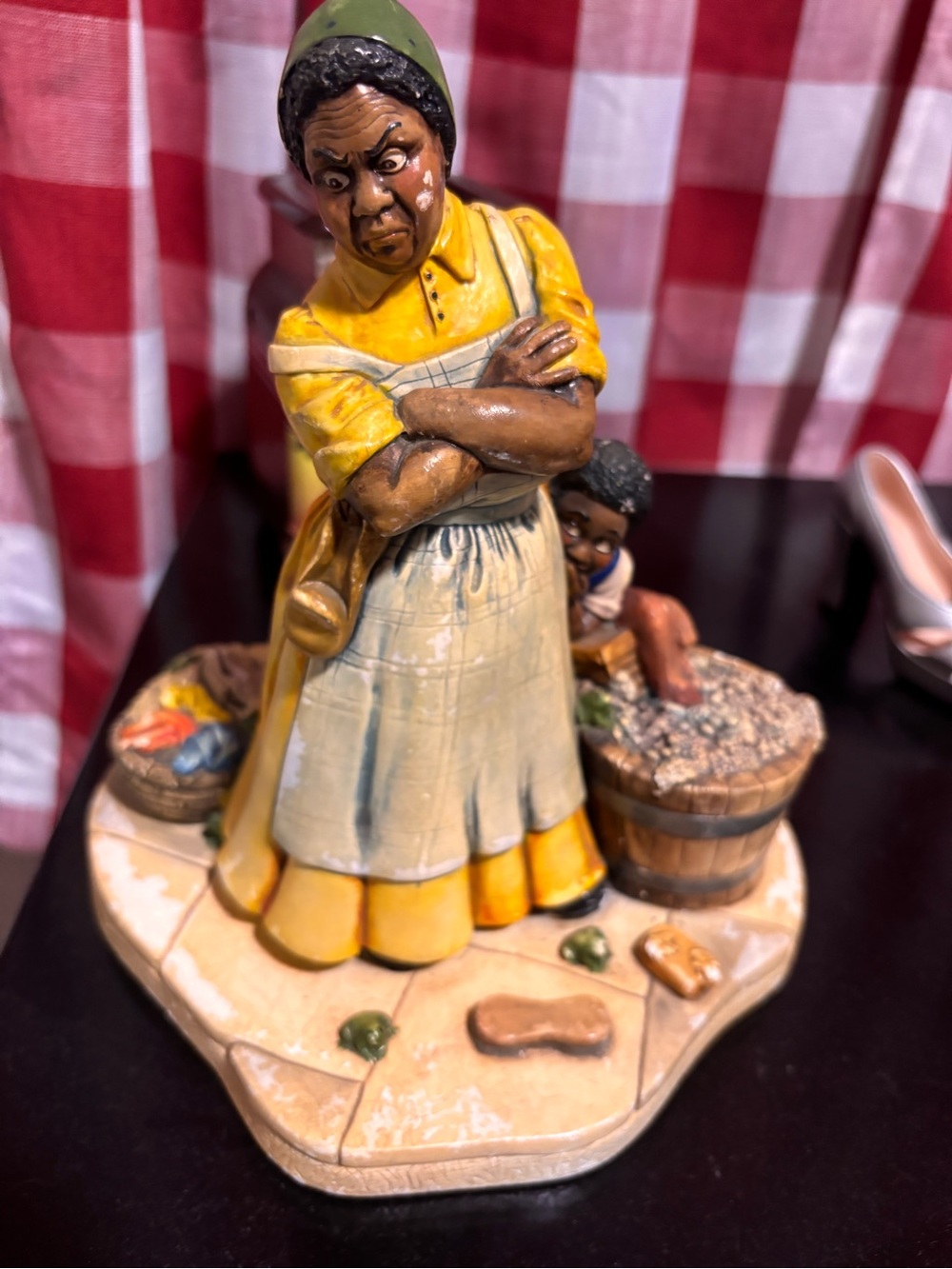 Naturecraft Hand-Painted Yellow & Cream Ceramic Sculpture - Vintage